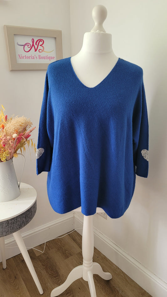 Heart on My Sleeve Jumper Royal Blue