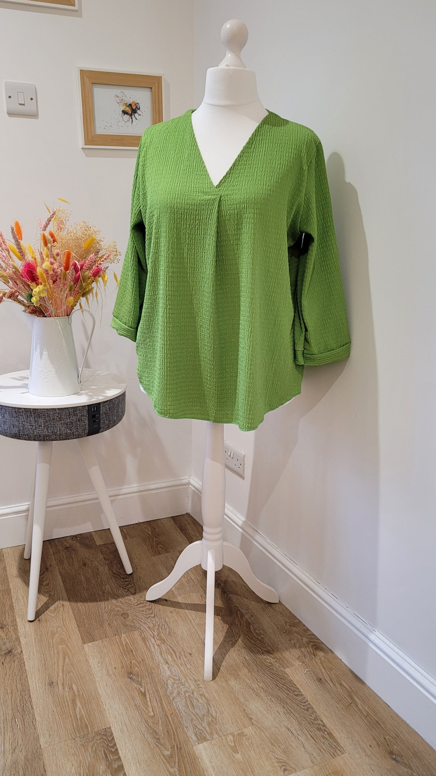 Apple Green Liyla Italian Crepe V Neck Top