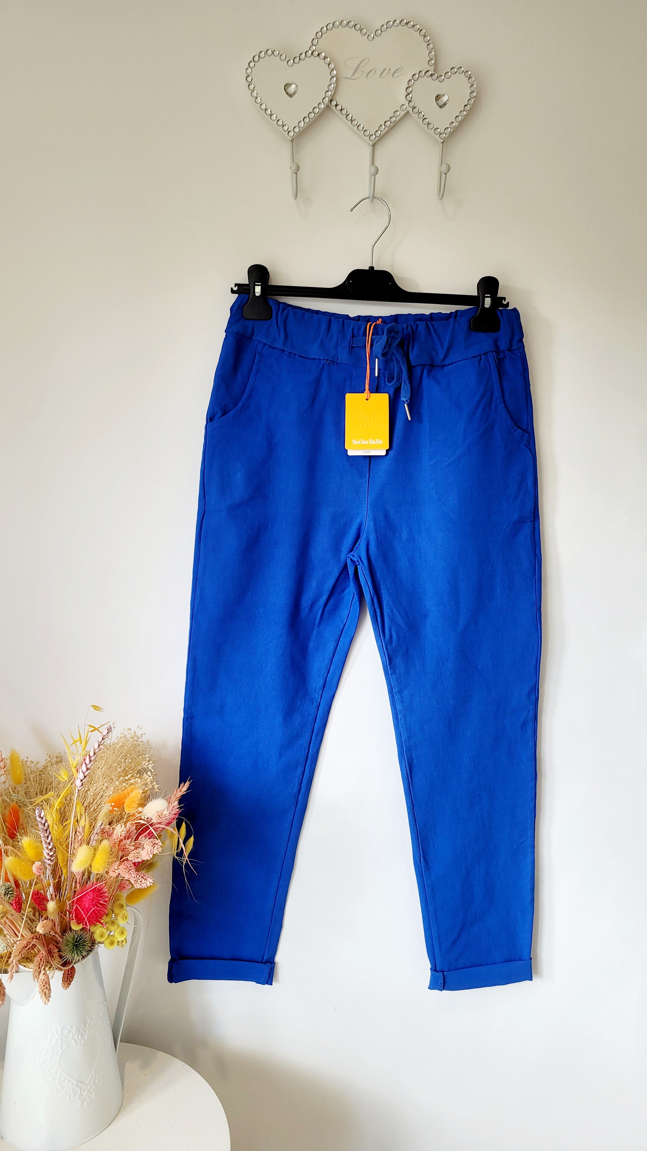 Royal blue stretch sales pants