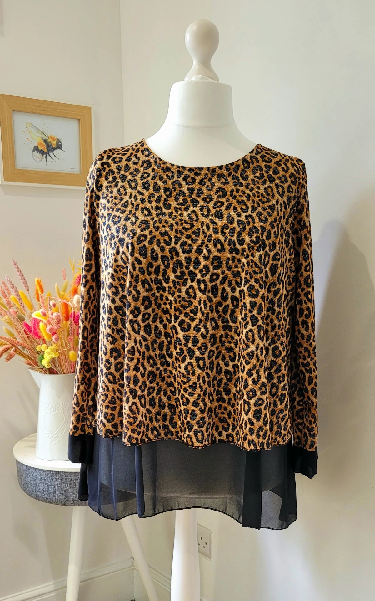 Glitzy Shimmer Brown Animal Frill Top