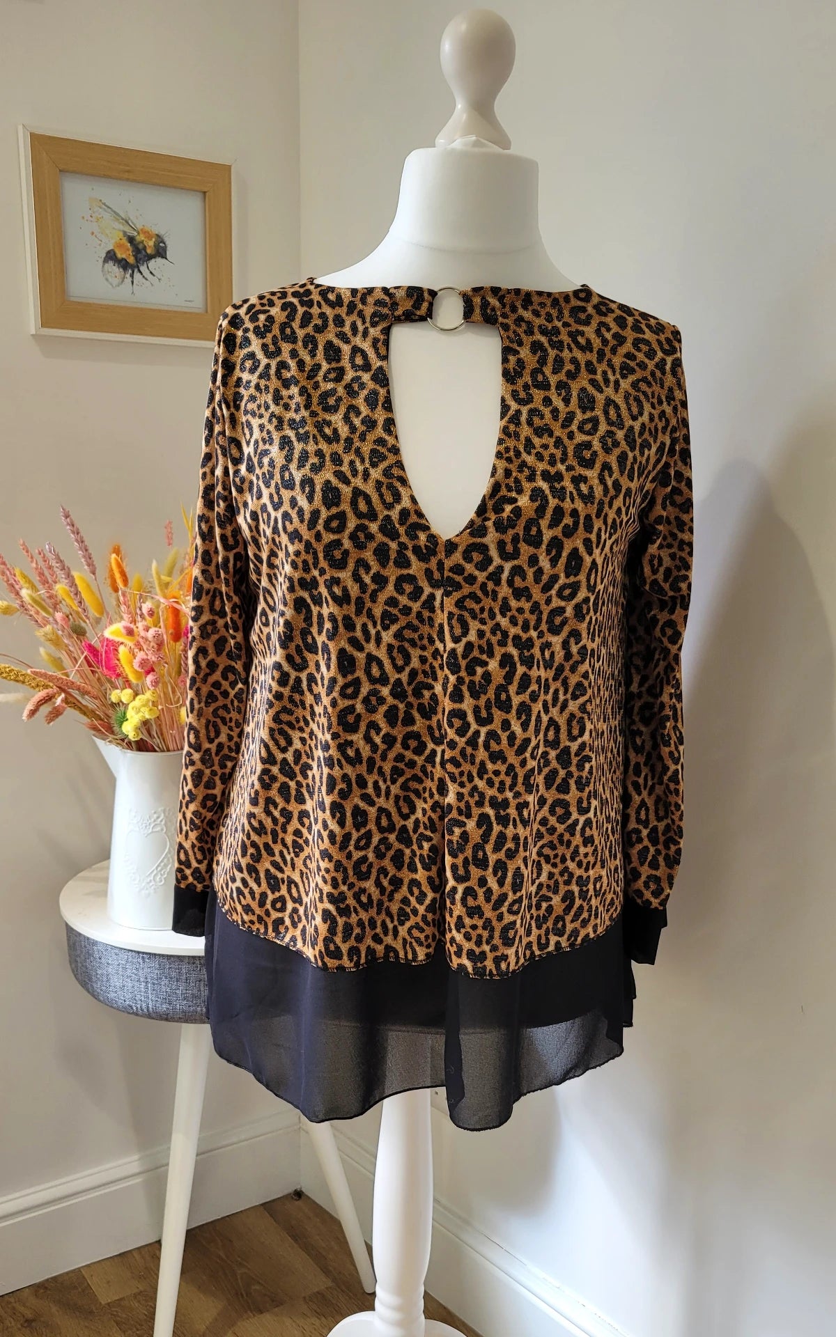 Glitzy Shimmer Brown Animal Frill Top