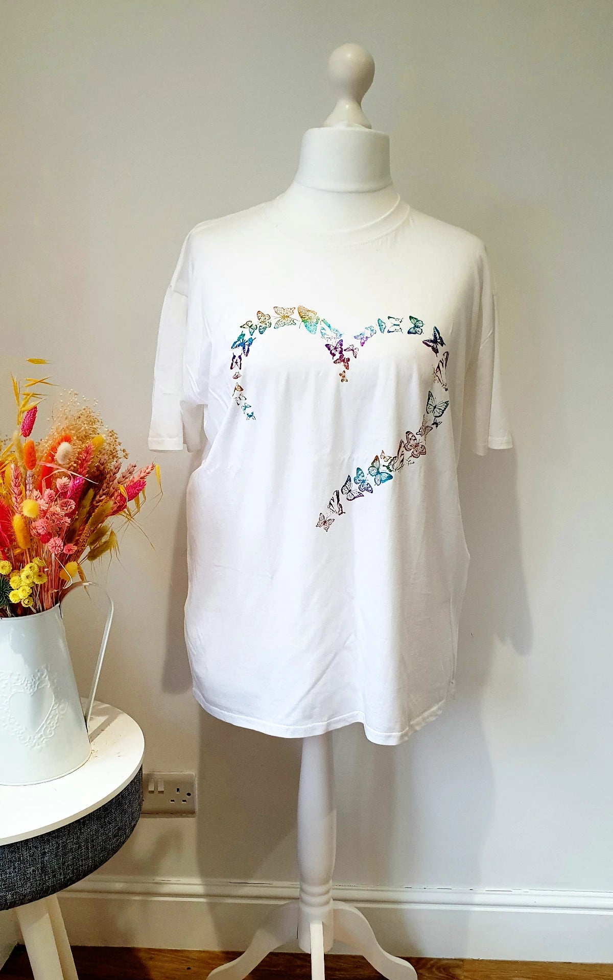 Butterfly Love Heart Top - White