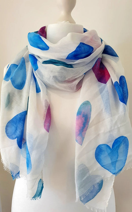 Funky Multi Colourway Heart Scarf - Blue