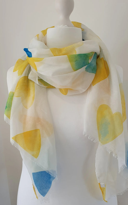 Funky Multi Colourway Heart Scarf - Yellow