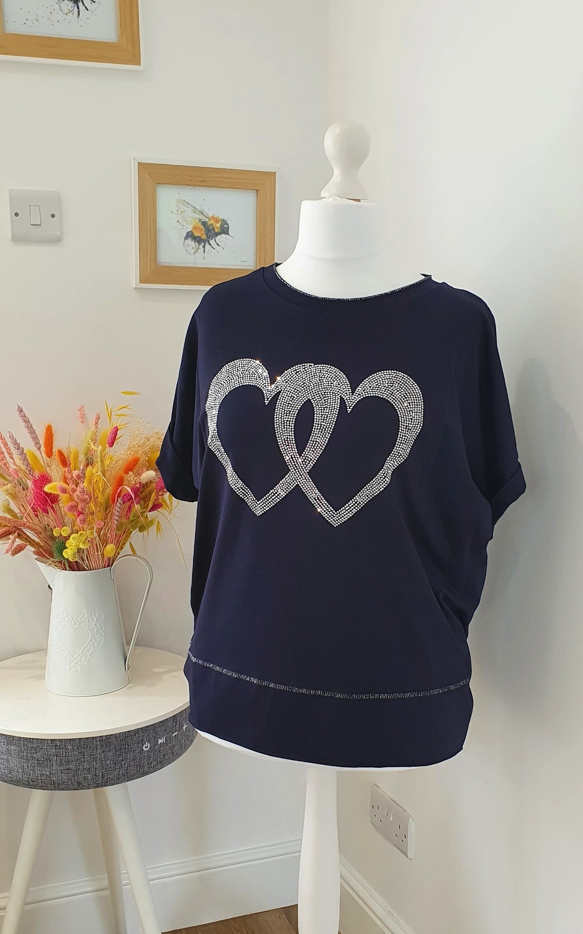 Double Heart Sparkle Tops - Various Colors