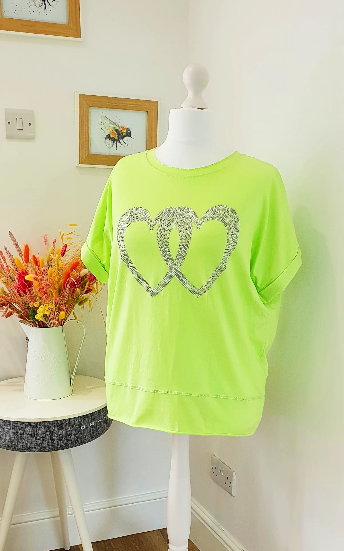 Double Heart Sparkle Tops - Various Colors