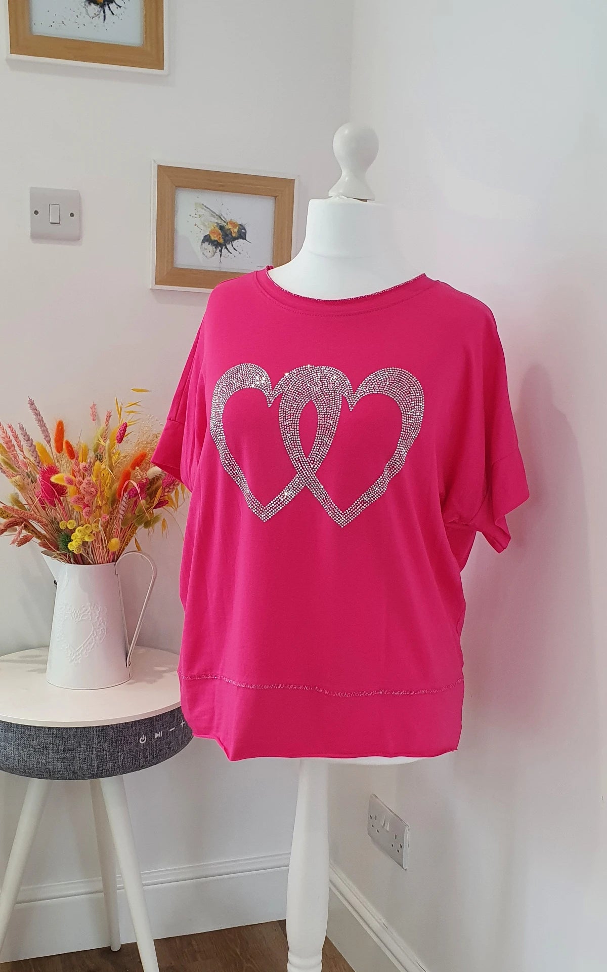 Double Heart Sparkle Tops - Various Colors