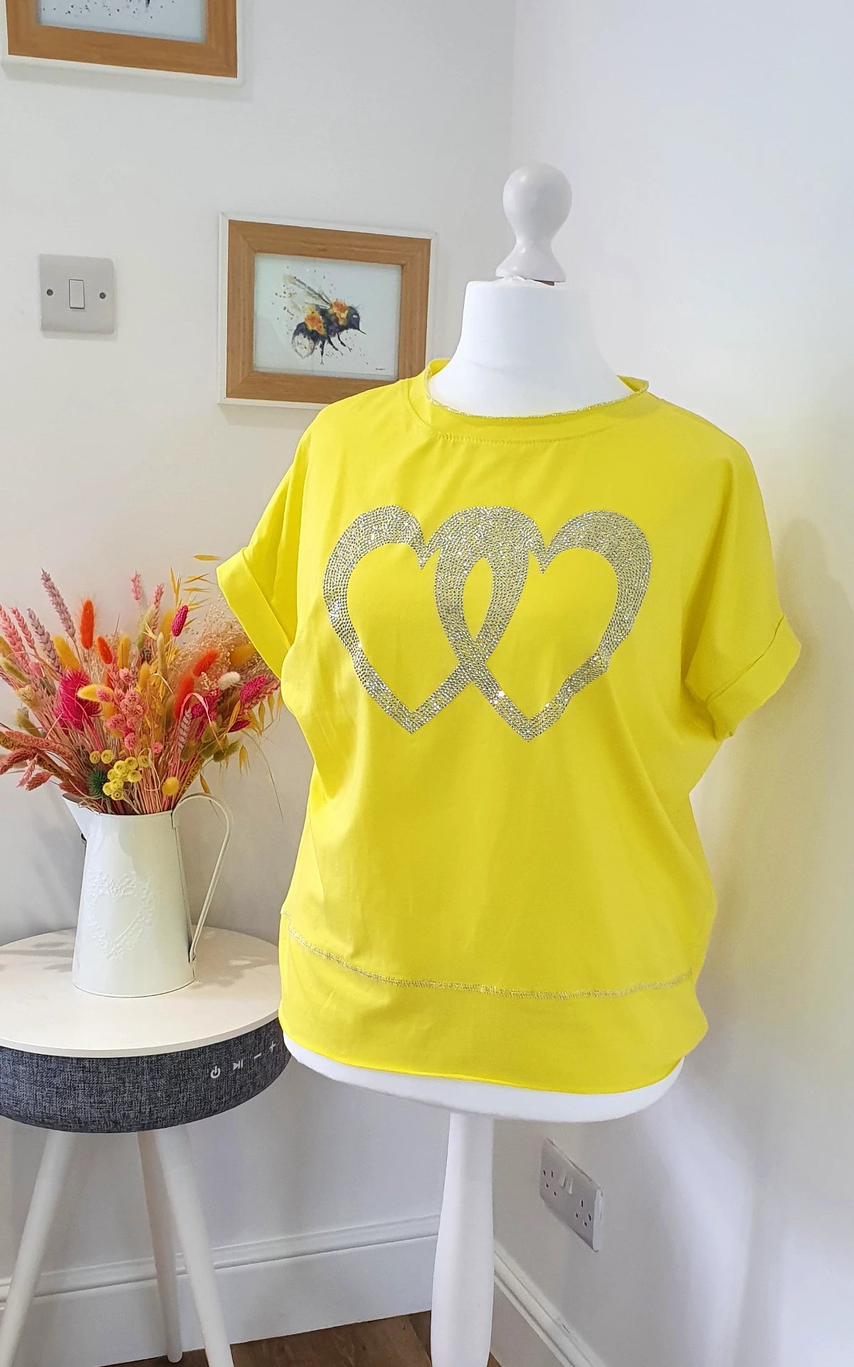 Double Heart Sparkle Tops - Various Colors